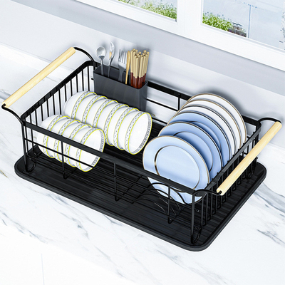 comprar Cestilla para cubrir platos de acero de bambú multifuncional, estante de platos de cocina Fabricación en línea