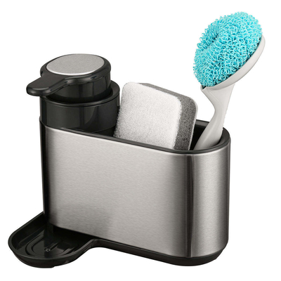 comprar Estante organizador del fregadero de la cocina de acero inoxidable con bomba de fluido y soporte de esponja Fabricación en línea