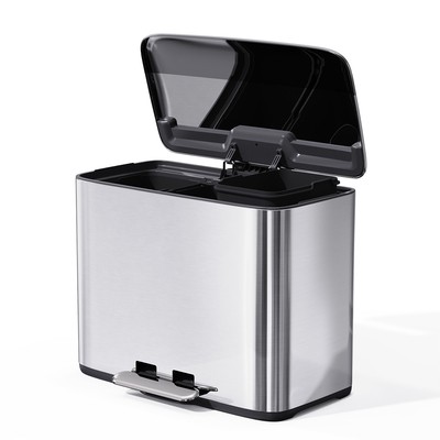 comprar Pedal de acero inoxidable de plata paso abierto bote de basura para la oficina del hogar Fabricación en línea