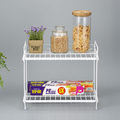 comprar 2 capas organizador del hogar cesta de alambre con no plegable rack de almacenamiento de especias Fabricación en línea
