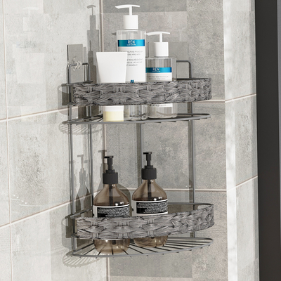 comprar Cuarto de baño montado en la pared, portacontenedores metálicos de dos niveles, organizador de alambre de hierro Fabricación en línea
