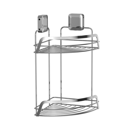 comprar Organizador de baño vaso de succión Accesorio de esquina de alambre de hierro Accesorio de ducha de acero inoxidable 2 niveles Fabricación en línea