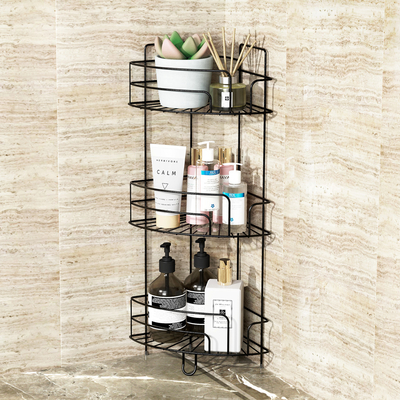 comprar Tres capas de hierro de alambre de rack del baño de la esquina de la estantería de la ducha Caddy Mantener Sundries ordenado Fabricación en línea