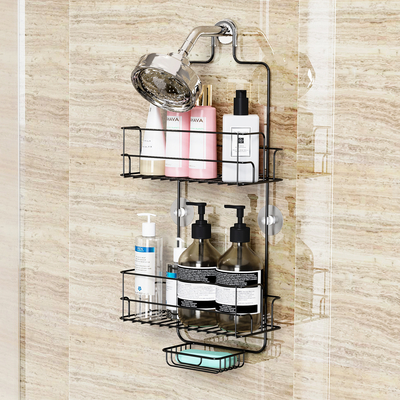 comprar Estante de baño de alambre de hierro de 2 niveles sostenible con ganchos y diseño colgante Fabricación en línea