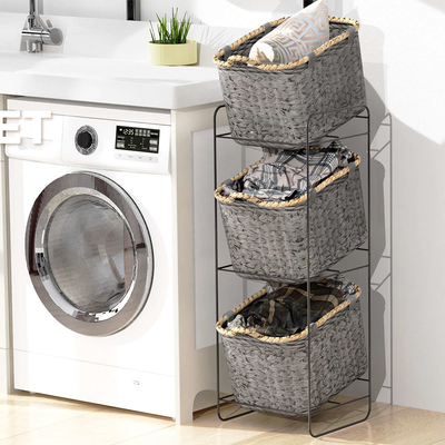 comprar Estante de almacenamiento de organizador de baño japonés de 3 niveles con cestas tejidas Fabricación en línea