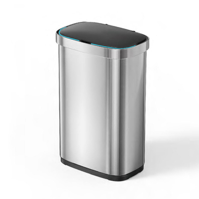 comprar Gran volumen de acero sensor automático contenedor de basura abierto Top sin contacto contenedor de basura Fabricación en línea