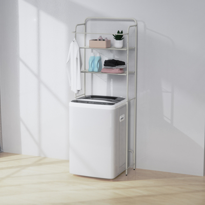 comprar Estante de lavandería de 3 niveles sobre la lavadora Estante de almacenamiento Organizador de baño Ahorrador de espacio Estantes con varilla Fabricación en línea