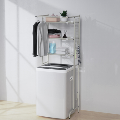 comprar Estante de lavandería de 2/3 niveles expandible sobre lavadora Estante de almacenamiento de lavadora Estantes de ahorro de espacio con varilla Fabricación en línea