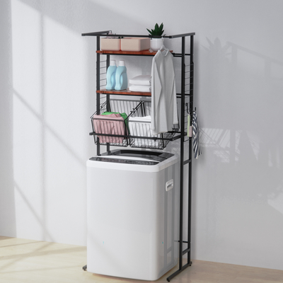 comprar Estante de lavandería expandible sobre lavadora Estante de almacenamiento de lavadora Unidades de estantería de 3 niveles con varilla Fabricación en línea