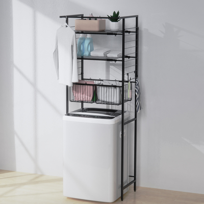 comprar Estante de lavandería de 3 niveles expandible sobre la lavadora Estante de almacenamiento ahorrador de espacio Estantes con varilla Fabricación en línea