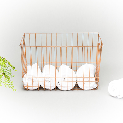 comprar línea de alambre de oro metal organizador de armario organizador de cajones hogar cesta de metal con mango para artículos diversos Fabricación en línea
