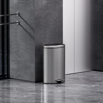 comprar El contenedor de basura del hogar elegante con pedal y suave cierre 30L rectángulo redondeado Fabricación en línea
