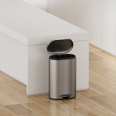 comprar Un elegante contenedor de pedal de 50 litros con una función suave de cierre y un contenedor de basura rectangular redondeado de acero inoxidable Fabricación en línea