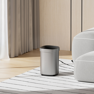 comprar Contenedor de basura de acero inoxidable de gran capacidad de 30L Contenedor de basura abierto para el hogar elegante Fabricación en línea