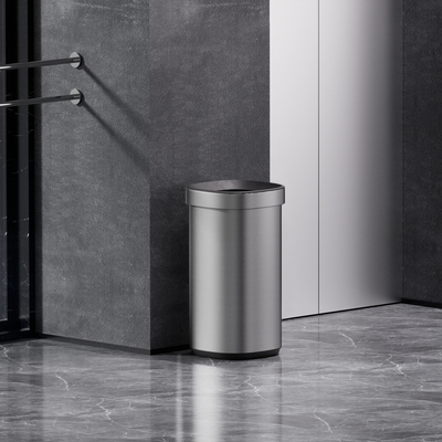comprar Cubo de basura de acero inoxidable de 40L antihuellas digitales cepillado contenedor de basura doméstico sostenible con tapa abierta y gran capacidad Fabricación en línea