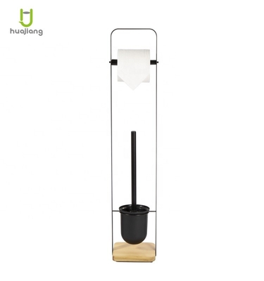 comprar Herramienta de limpieza de baño sostenible Cepillo de baño negro y portapapeles con mango de bambú Fabricación en línea