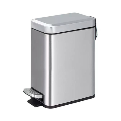 comprar Tipo de cubierta rodante de contenedor de basura de acero inoxidable rectangular de 5L y pedal de pie para baño Fabricación en línea