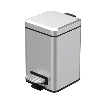 comprar 5L Pedal de pie cuadrado contenedor de basura de acero inoxidable contenedor de basura de metal contenedor de basura para oficina hotel hogar personalizado Fabricación en línea