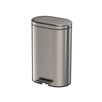 comprar Cubo de basura de acero inoxidable rectangular redondeado Pedal de pie Gran capacidad tapa rodante Cubo de basura para el hogar Baño cocina Cubo de basura Fabricación en línea