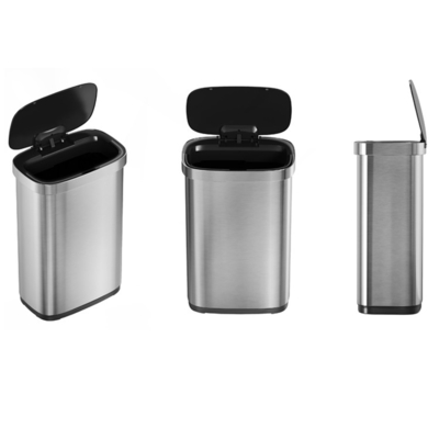 comprar Sensor automático eléctrico inalámbrico Smart Basura de basura lata de acero inoxidable Depósito de polvo para empresas 30*30*74.2cm Fabricación en línea