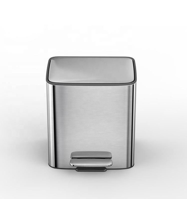 comprar Capa de rodadura de plata tipo 11.5L*2 de acero inoxidable blando cerrado cuadrado pedaleo contenedor de basura para reciclaje y recolección de basura Fabricación en línea