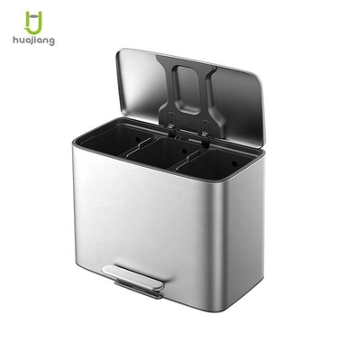 comprar 11.5L*3 acero inoxidable blando cerrado cuadrado Pedal contenedor de basura para la oficina contenedor de residuos recipiente de basura de reciclaje OEM aceptado Fabricación en línea