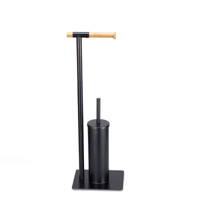comprar 21*18*67cm Tipo duradero Baño Stand Acero Papel higiénico de bambú y Brush Set para el hogar Baño hogar Fabricación en línea