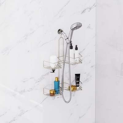 comprar Cadillac de ducha organizador de baño colgante Estante de ducha para el interior Ducha sin bastidores de perforación Sobre la cabeza de la ducha bastidor de baño Fabricación en línea
