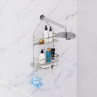 comprar Organizador de baño Cadillac de ducha Estante de ducha colgante para el interior Ducha sin bastidores de perforación sobre la cabeza de la ducha bastidor de baño Fabricación en línea
