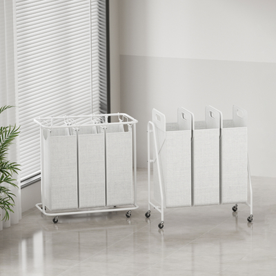 comprar Household 3 División KD Estructura de hierro de metal alambre cesta de lavado con ruedas utilidad de gran capacidad cesta de lavado Fabricación en línea