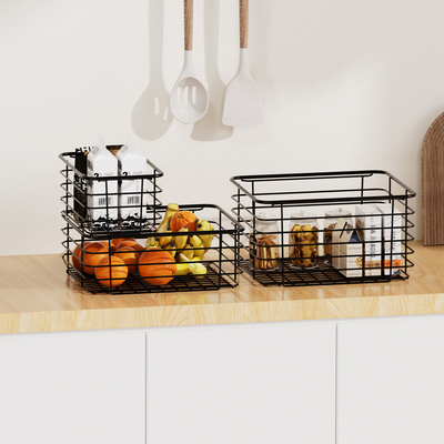 comprar Cestas de almacenamiento para el hogar gabinete despensa armario cocina nevera maquillaje de frutas cesta de alambre metálico Fabricación en línea