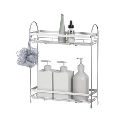 comprar 2 niveles organizador de baño de pie libre de acero inoxidable Fabricación en línea