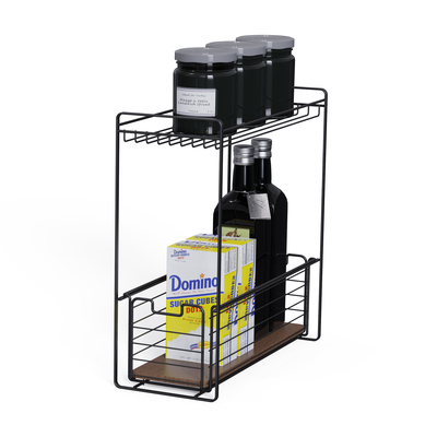 comprar 2 niveles tipo de pie Elementos de madera Mdf Diseño moderno Organizador de cocina de metal elegante y multifuncional Fabricación en línea