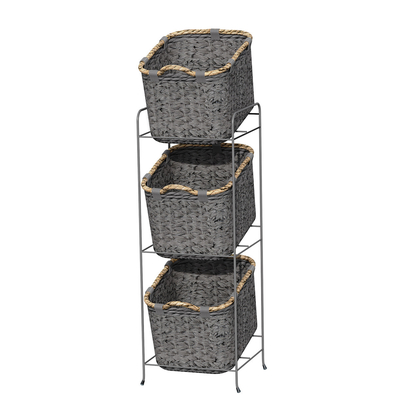 comprar 3 niveles de pie libre del baño de almacenamiento del bastidor de madera CESTILLA de hierro de alambre organizador de la ducha del coche Fabricación en línea