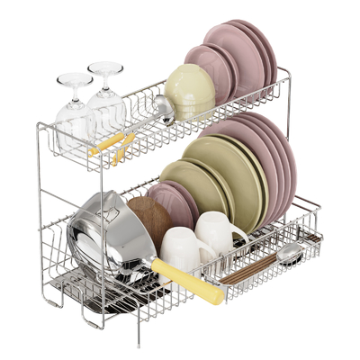 comprar Estante de platos de plata plegable con diseño compacto de ahorro de espacio Construcción de hierro duradero Fabricación en línea
