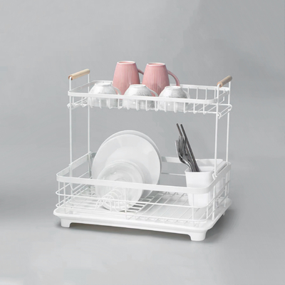 comprar Dos niveles de placas removibles y soporte de secado de platos con soporte de cubiertos separado Fabricación en línea