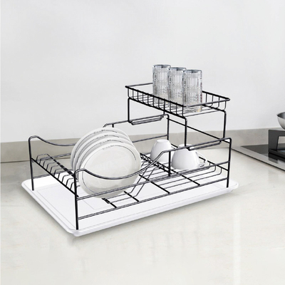 comprar 2 Niveles Household Metal Cuisine Dish Searing Rack Iron Dish Drainer Rack Organizador Fabricación en línea