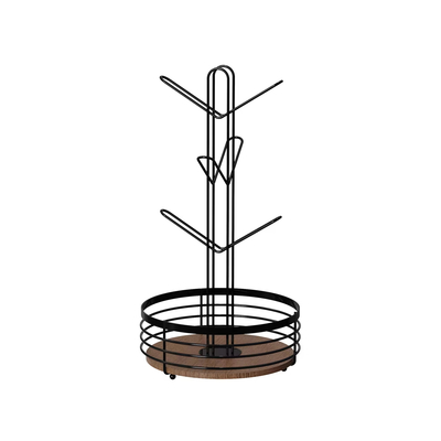 comprar 2 niveles tipo de pie elemento de madera hogar multifuncional elegante organizador de la cocina de metal portavasos Fabricación en línea