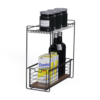 comprar 2 niveles Elementos de madera Mdf organizador de cocina de metal multifuncional para el hogar bajo el fregadero Fabricación en línea