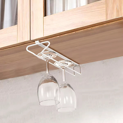 comprar Estante de tazas debajo del gabinete Estantes de contenedores en fila doble sin perforación Metal organizador de tazas de almacenamiento de vidrio de vino Fabricación en línea
