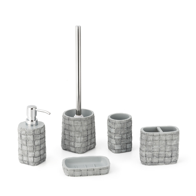 comprar Accesorios de baño de poliresina Conjunto Dispensador de espuma Dispensador de jabón Cepillo de dientes Portador de jabón Plato Fabricación en línea