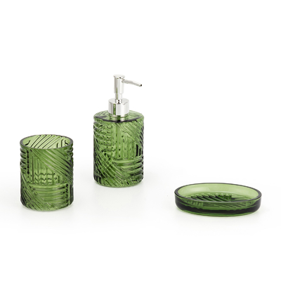 comprar Escultura de estilo de vidrio Dispensador de espuma de jabón Brush Holder de dientes Set de accesorios de baño Fabricación en línea