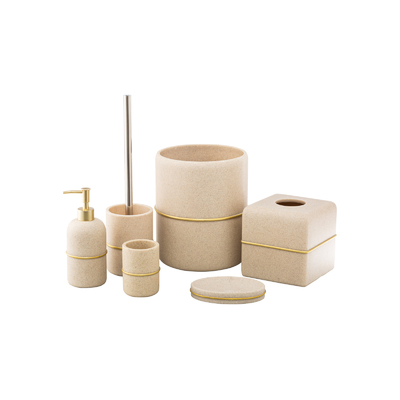 comprar Dispensador de jabón de espuma de resina de estilo de rayas de oro soporte de cepillo de dientes Accesorios de baño Fabricación en línea