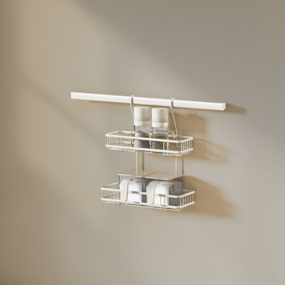 comprar 2 niveles de cocina blanca Cesta de almacenamiento Tipo de montaje en la pared para un organizador duradero y conveniente Fabricación en línea