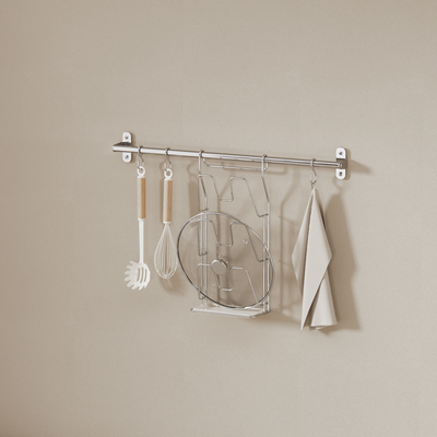 comprar Tipo de instalación de tapa de olla de cocina montado en la pared Conjunto de organizador de cocina multifuncional sostenible Fabricación en línea