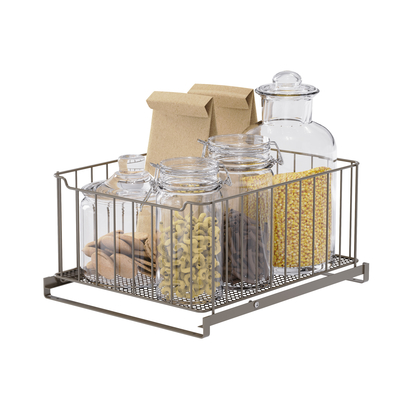 comprar Cesta de almacenamiento de alambre metálico apilable sostenible y multifuncional bajo organizador del fregadero Cesta de almacenamiento deslizante Fabricación en línea