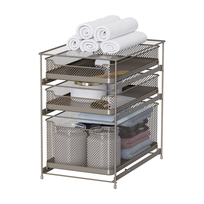 comprar Cestión de almacenamiento de alambre metálico apilable multifuncional sostenible bajo el organizador del fregadero Cestión deslizante Fabricación en línea