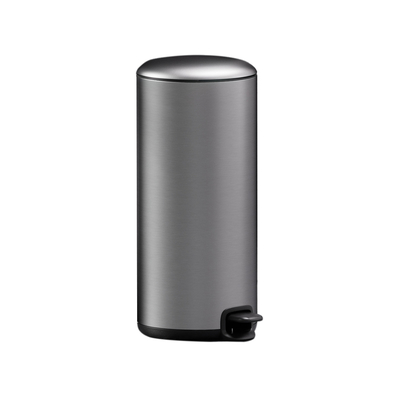 comprar 30L de acero inoxidable para el hogar pedal de tapa delgada elegante contenedor de basura contenedor de residuos contenedor de polvo suave cerrado redondo metal redondo Fabricación en línea