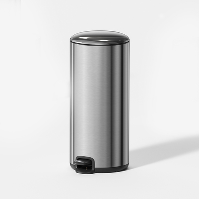 comprar 20L de acero inoxidable cocina baño tapa delgada Pedal contenedor de basura contenedor de basura contenedor de polvo suave cerrado redondo metal contenedor de basura duradero Fabricación en línea