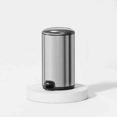 comprar 20L de acero inoxidable para el hogar cocina tapa delgada pedal basura contenedor de residuos basurero suave cerrado redondo metales basura sostenible Fabricación en línea